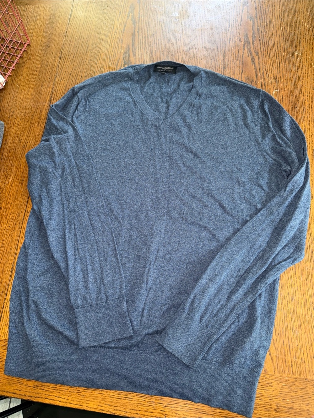 SWEATER MENS XL BANANA REPUBLIC Blue Thin Cotton Stretch V-Neck